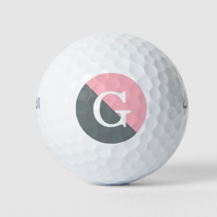 2 Tone Diagonal Initial Monogram Golf Balls