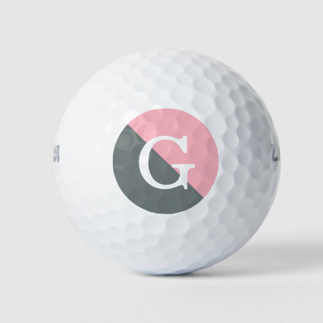 2 Tone Diagonal Initial Monogram Golf Balls (Front)