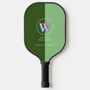 2-Tone Green Three Layers Initial  Pickleball Paddle