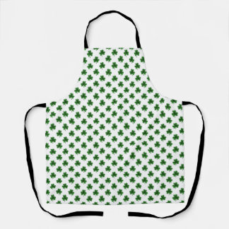 2-Tone Shamrock Green on White St.Patrick’s Clover Apron