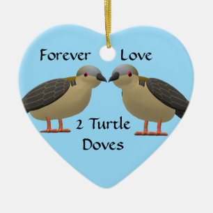 2 Turtle Doves Ceramic Tree Decoration