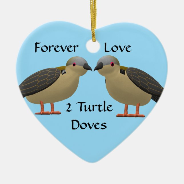 2 Turtle Doves Ceramic Tree Decoration (Front)