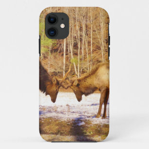 2~ two Bull Elk in the snow Case-Mate iPhone Case