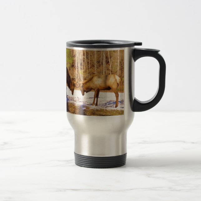 2~ two Bull Elk in the snow Travel Mug (Right)