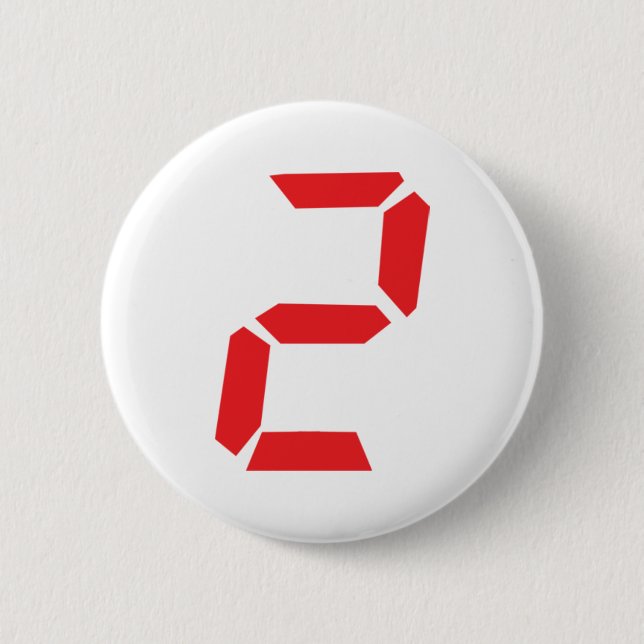 2 two red alarm clock digital 6 cm round badge (Front)