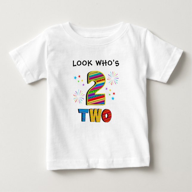 2 Two Second BIG Birthday Fun Fireworks Stars Baby T-Shirt (Front)