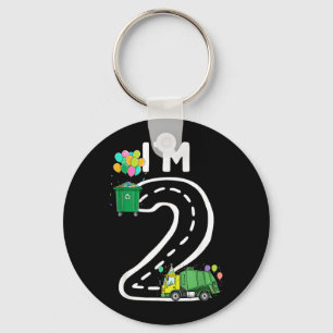 2 Two Years Old Garbage Truck 2nd Birthday Boy Key Ring