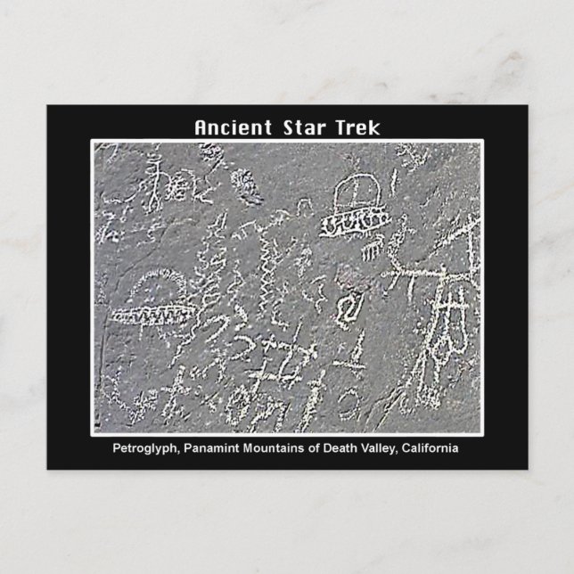 2. UFO Petroglyph at  Death Valley Postcard (Front)