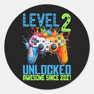 2 Unlocked Awesome 2021 Video Game 2nd Birthday Bo Classic Round Sticker