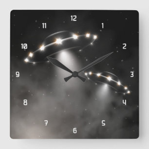 2 Very Cool UFO's Square Wall Clock