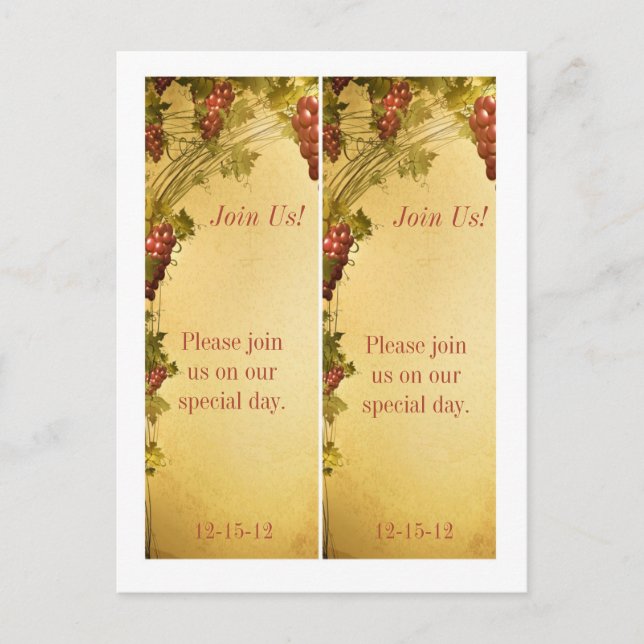 2 Vineyard Wedding Save Date Bookmark Announcement Postcard (Front)