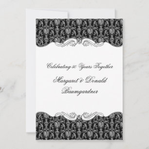 #2 Vintage Damask 25th Wedding Anniversary Invitation