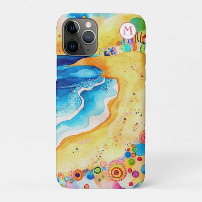 *~*  2 Watercolor Sea Beach Umbrella Sand Case-Mate iPhone Case (Back)