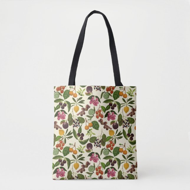 2-way Handpainted Exotic Tropical Fruit Pattern Tote Bag (Front)