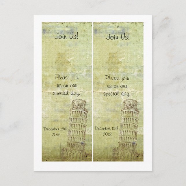 2 Wedding in Pisa Save the Date Bookmarks Announcement Postcard (Front)