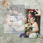 2 Wedding Photos Happily Ever After Script  Invitation<br><div class="desc">This chic Happily Ever After wedding invitation can be personalised with your photos and special event information set in modern, elegant typography. Perfect for any marriage celebrations including vow renewals, 1st-anniversary receptions, post elopement parties or had to have a micro downsized wedding and are now ready to party again. Designed...</div>