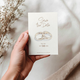2 wedding rings rustic watercolor save the date