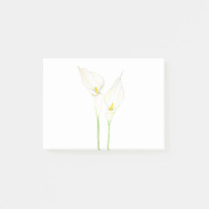 2 white calla lily watercolor post-it notes