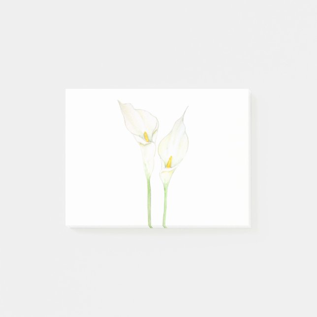 2 white calla lily watercolor post-it notes (Front)