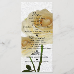 2 White Painted Roses Elegant Wedding Menu Card