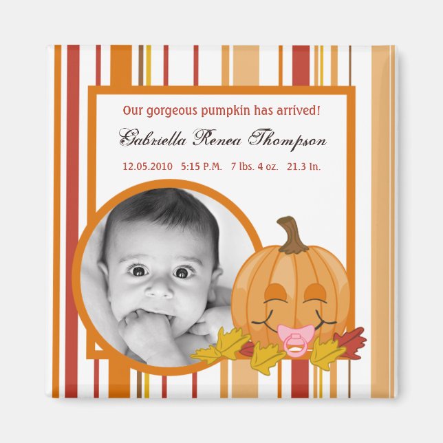 2"x2" Announcement Magnet Autumn Fall Pumpkin (Front)