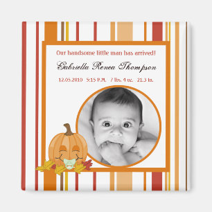 2"x2" Announcement Magnet Autumn Fall Pumpkin