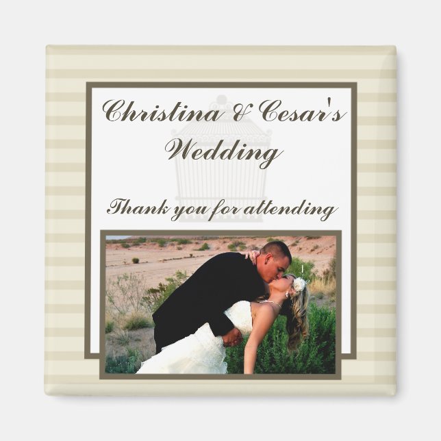 2"x2" Announcement Magnet Birdcage/Grey Stripes (Front)