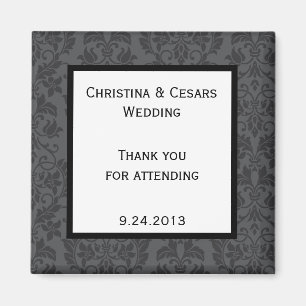 2"x2" Announcement Magnet Black Grey Formal Gothic