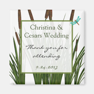 2"x2" Announcement Magnet Cattail/Dragonfly in Col