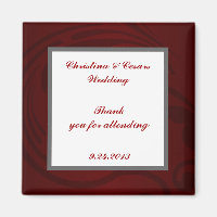 2"x2" Announcement Magnet Dark Maroon Grey Swirls