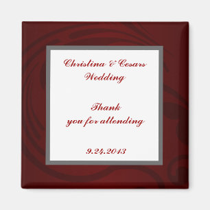 2"x2" Announcement Magnet Dark Maroon Grey Swirls
