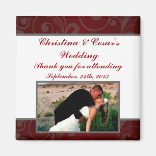 2"x2" Announcement Magnet Dark Maroon Grey Swirls