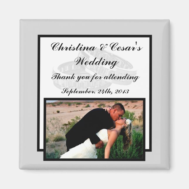 2"x2" Announcement Magnet His/Hers Diamond Wedding (Front)