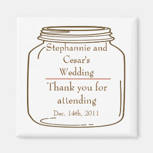 2"x2" Announcement Magnet Hot Pink/Brown Mason Jar