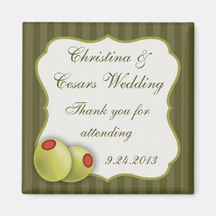 2"x2" Announcement Magnet Martini Olives Green Str