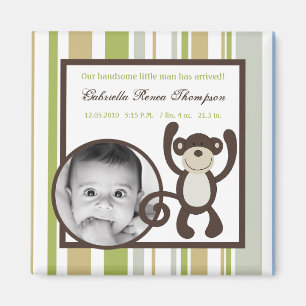2"x2" Announcement Magnet Monkey Time Zoo Animal