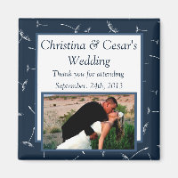 2"x2" Announcement Magnet Navy Blue Dandelion Flow