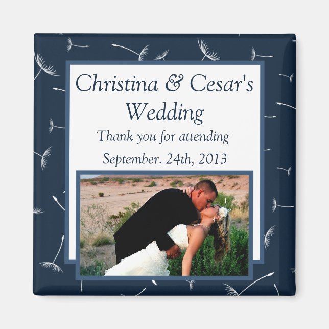 2"x2" Announcement Magnet Navy Blue Dandelion Flow (Front)