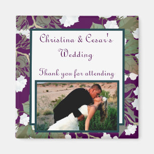 2"x2" Announcement Magnet Peacock/Flower Branch Pu