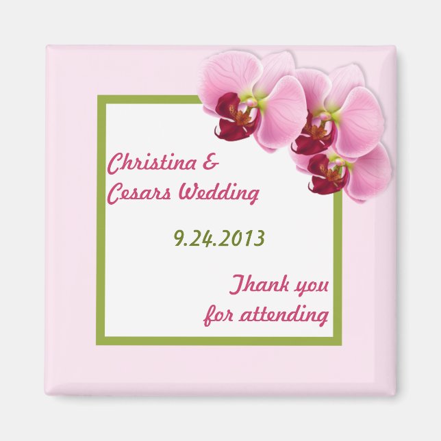 2"x2" Announcement Magnet Pink Orchid Long Stem Fl (Front)