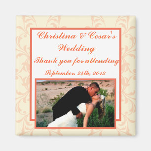 2"x2" Announcement Magnet Pinkish/Peach Formal Scr