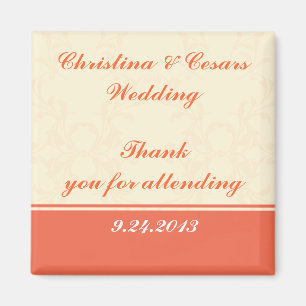2"x2" Announcement Magnet Pinkish/Peach Formal Scr