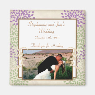 2"x2" Announcement Magnet Purple and Green Floral