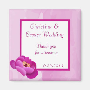 2"x2" Announcement Magnet Purple/Pink Peony Flower