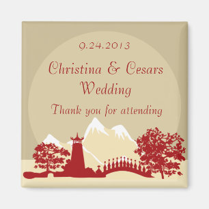 2"x2" Announcement Magnet Snowcap Mtns Asian Garde