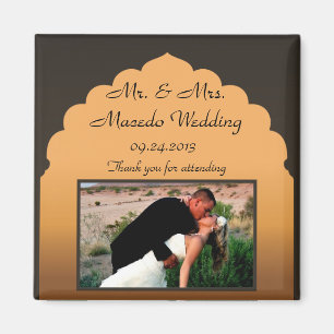 2"x2" Announcement Magnet Taj Mahal Sunset Orange