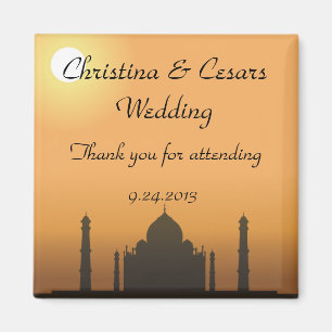 2"x2" Announcement Magnet Taj Mahal Sunset Orange