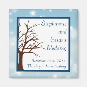2"x2" Announcement Magnet Twinkling Snow / Tree
