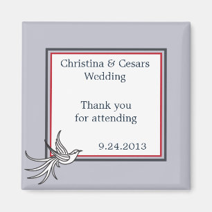 2"x2" Announcement Magnet White Dove Red Blue BG R