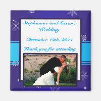 2"x2" Announcement Magnet White Snow Flakes
